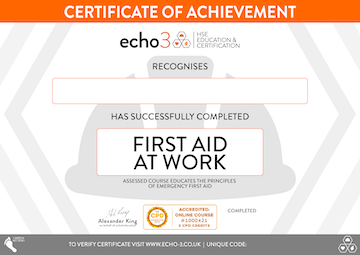First Aid certificate